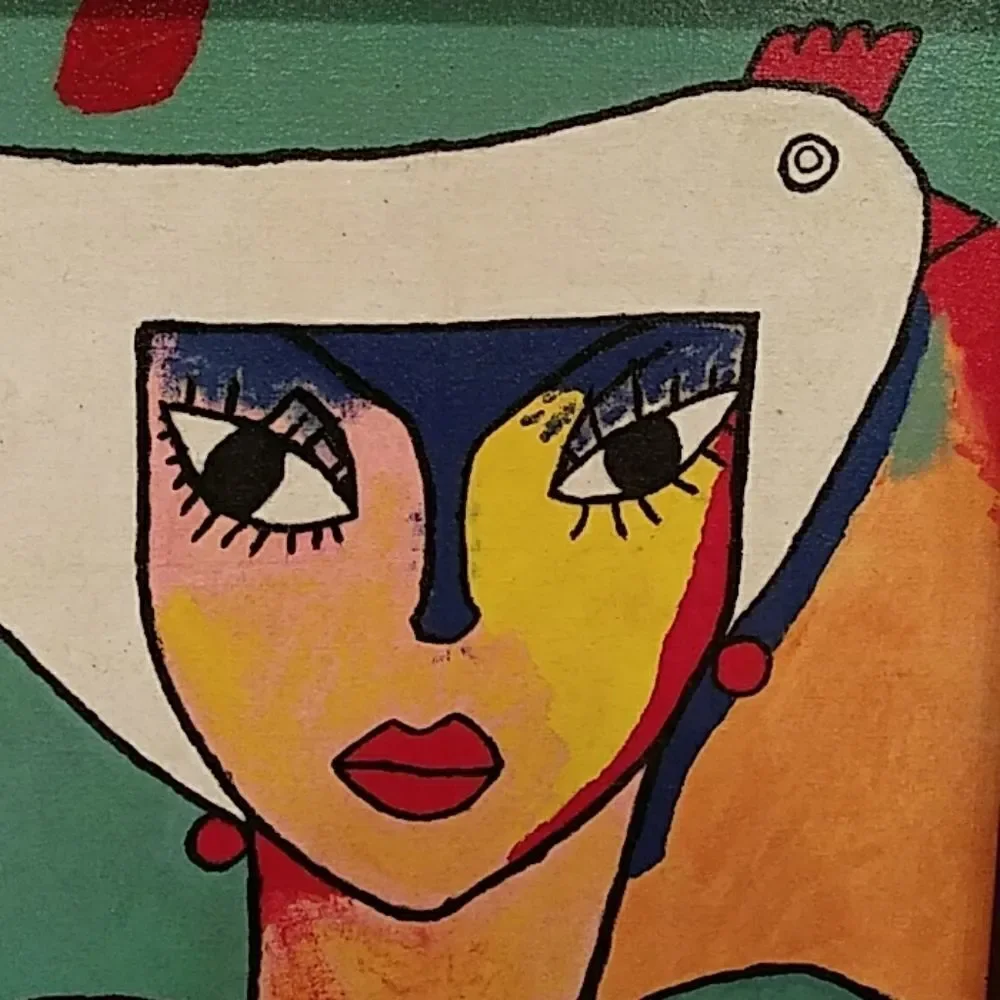 Chicken  hat  acrylic  paint